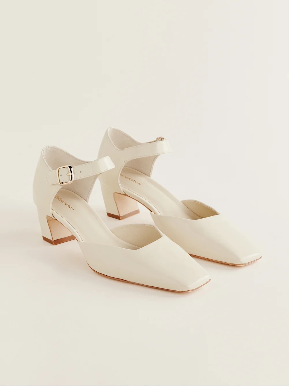 BNIB Reformation Denise Pump Almond Patent Size 8.5 Bridal Wedding Heels $278